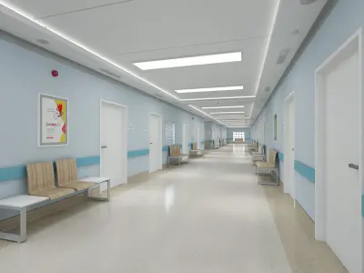 Hospital Corridor and Furniture 3D model