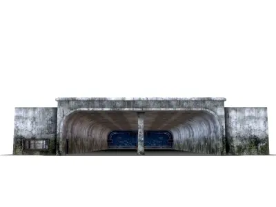 Tunnel with door in middle Low-poly 3D model