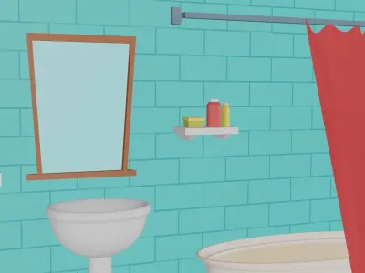 Bathroom with toilet and sink 3D model shop