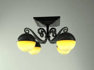 Chandelier three light ceiling fixture 3D model