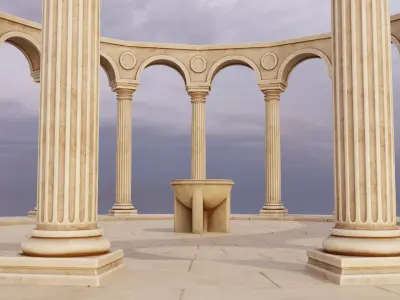 Greek columns ancient ruins tholos Low-poly 3D model