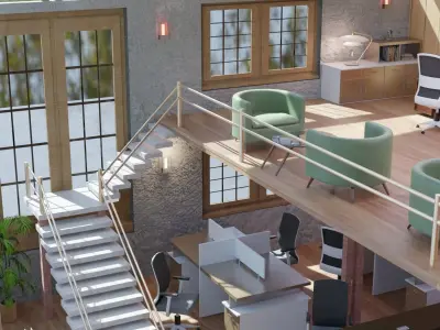 architect loft office building interior design  3D model