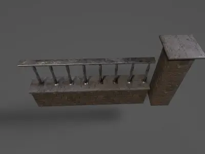 Fence Brick Low-poly 3D model
