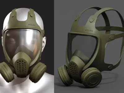 Gas mask helmet scifi futuristic military combat  Low-poly 3D model