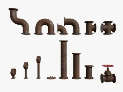 Rusty pipes Low-poly 3D model