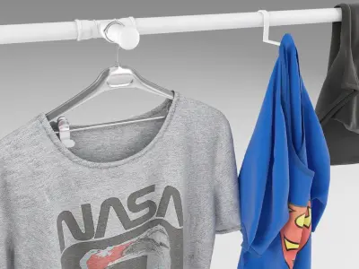 T-shirt collection three t - shirts with superman logo 3D model