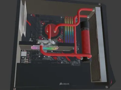 Watercooled gaming PC  Low-poly 3D model
