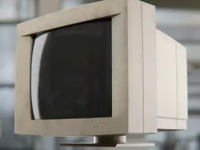 Vintage Monitor 80s Low-poly 3D model