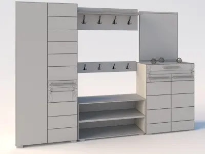 Wardrobe with drawers and shelves 3D model