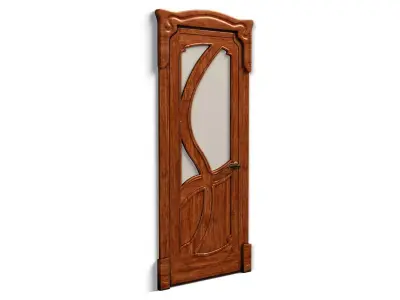 Door0017 wooden door with ornate design 3D model