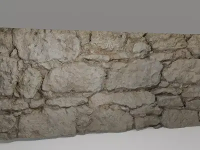 Weathered stone wall - French classic barn wall Low-poly 3D model