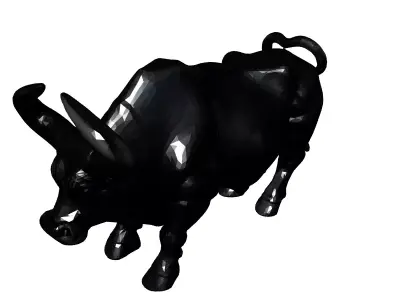 Realistic Silver Charging Bull Statue Low-poly 3D model