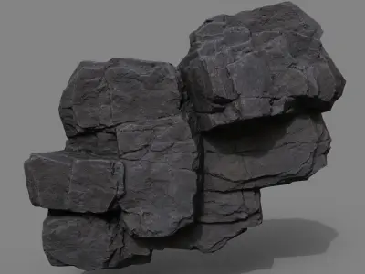 Low Poly Black Cliff Face 221208 - Ultra HD 16K Texture Low-poly 3D model