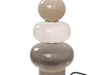 Sculptural Table Lamp - Stacked Glass Forms on Marble Base 3D model