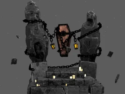 Evil Coffin Chain Binding Low-poly 3D model