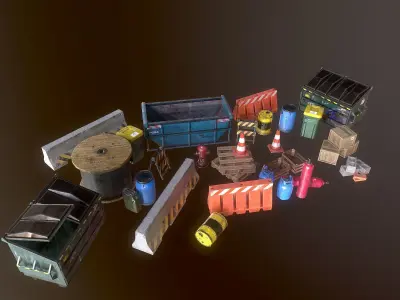 Industry Props Pack PBR Low-poly 3D model