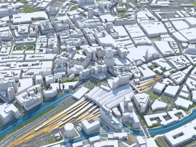 West Yorkshire UK 70km Low-poly 3D model