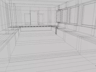 Dirty Public Swimming pool Low-poly 3D model