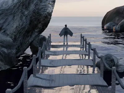 Sea and mountains 3D model