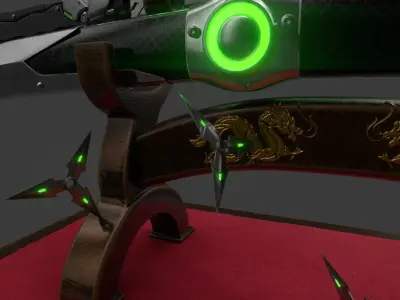 Overwatch Genji DragonBlade and Shurikens 3D model