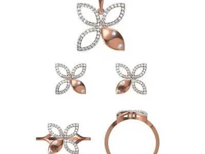 240 Light wt Ring Earrings Pendant set stl jcd 1-render details  3D Model Pack