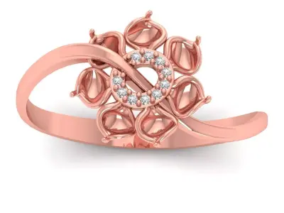 Solitaire Wedding Engagement Women Flower Bypass Rings 3D print model buy