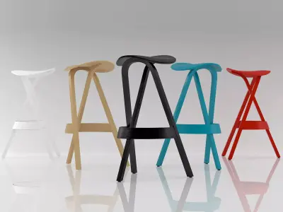 404 H pair of wooden bar stools 3D model