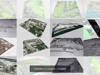 Collection of 4 airports 3D Model Pack