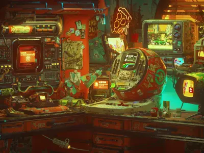 Retro Scifi Scene Octane and C4d 3D model