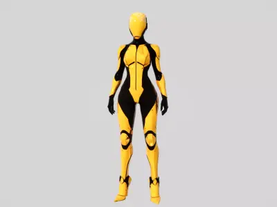 Yellow Black Cyber Assassin Low-poly 3D model