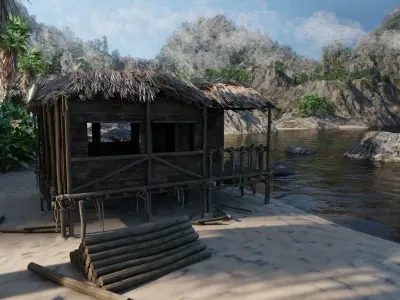 Tropical Island Scene 3D model