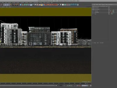 VRay - C4D files Waterfront Exterior Scene 3D model