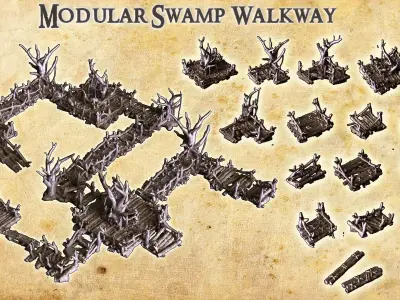Modular Swamp Walkway Tabletop Terrain 28 MM 3D print model