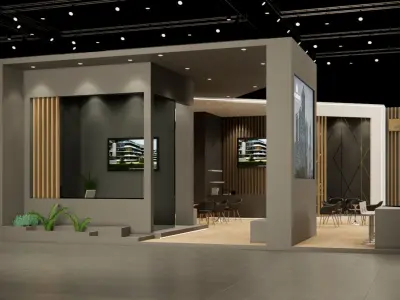 Exhibition booth design 3D model 14m x 11m  3D model