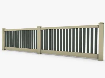 Wooden Fence Low-poly 3D model 7