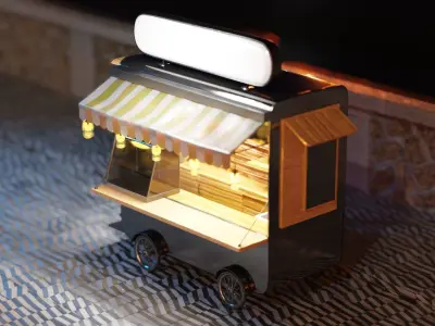 Food Truck Low-poly 3D model