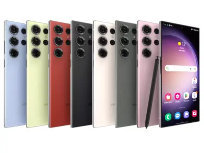 Samsung Galaxy S23 Ultra Full Color Low-poly 3D model