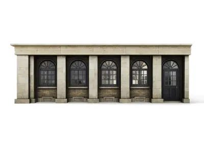 Tenement Building Ground Floor Low-poly 3D model