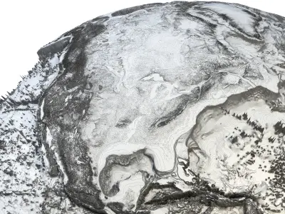 Earth Full Contours Globe  Low-poly 3D model