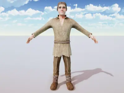 Stylized Character Prisoner Rigged with Shape Keys Low-poly 3D model