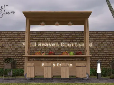 Wooden Outdoor Food Kiosk or Stall or Booth Stand 3D model 3D model