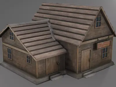 Old Wooden Tavern Low-poly 3D model