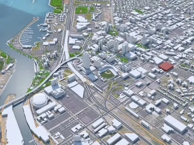 Buffalo Downtown New York USA Low-poly 3D model