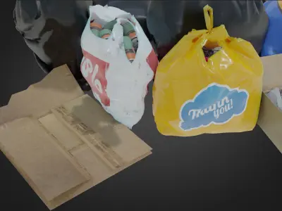 Garbage Set pile of bags Low-poly 3D model