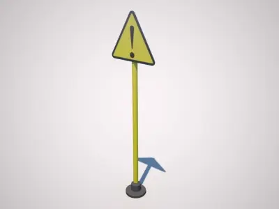 Warning Sign Low-poly 3D model Low-poly 3D model