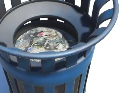 Aged Metal Trash Can - Chicago Street Style Low-poly 3D model
