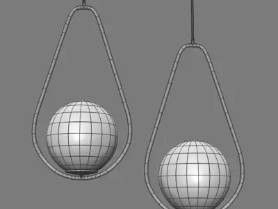 Chandelier pendant light with glass ball hanging from it Low-poly 3D model