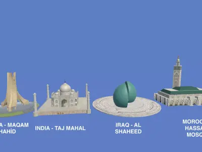Landmark Architecture Pack Iraq India Morocco Algeria Low-poly 3D model