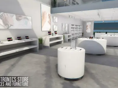 Electronics store - devices and furniture Low-poly 3D model