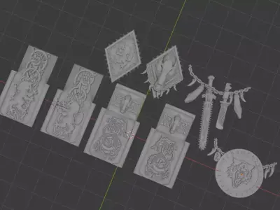 Space Viking wolves vehicle extras for repulsor 3D print model